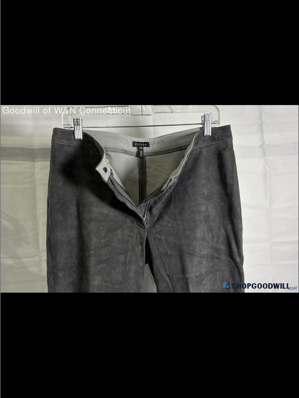 ESCADA Grey Lamb Leather Suede Straight Leg Pants Size 42 Unworn Luxury